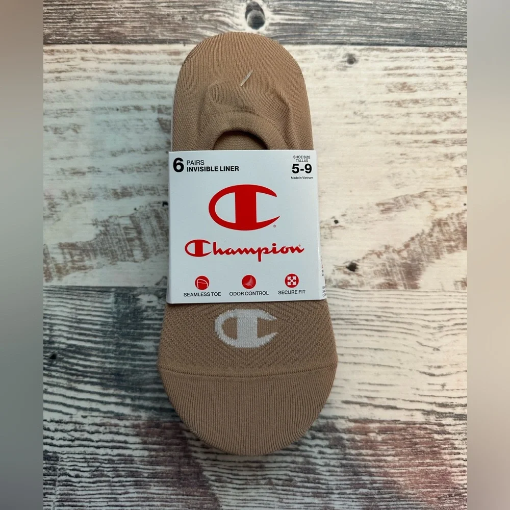 Champion Women’s Invisible Liner Socks – 6 Pairs (Size 5-9) tan/white/brown